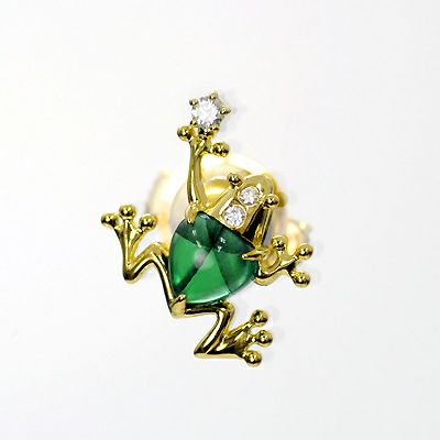 中古】カエルモチーフタイタック K18WG・ダイヤ0.25ct 蛙 フロッグ  