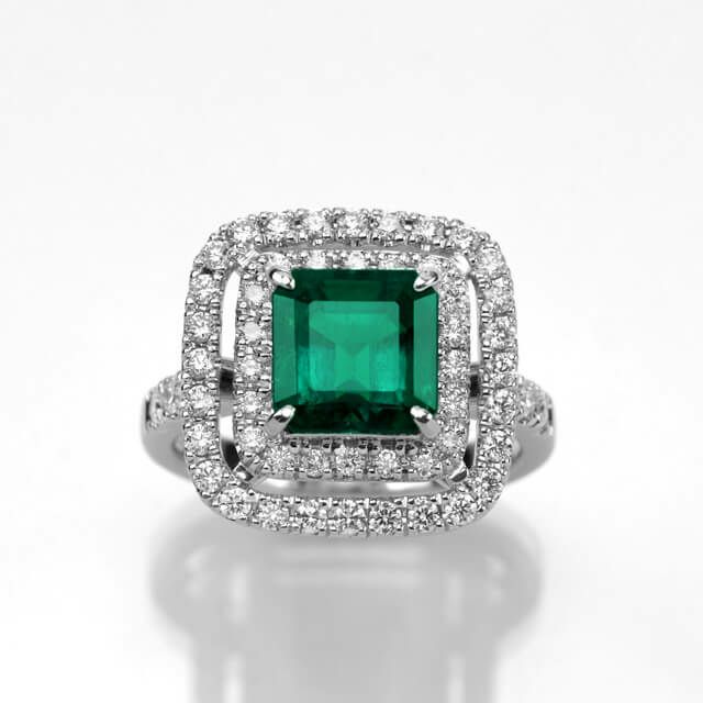 コロンビア産エメラルド2.541ctプラチナリングダイヤ0.70ct付(中央宝石研究所鑑別書付)