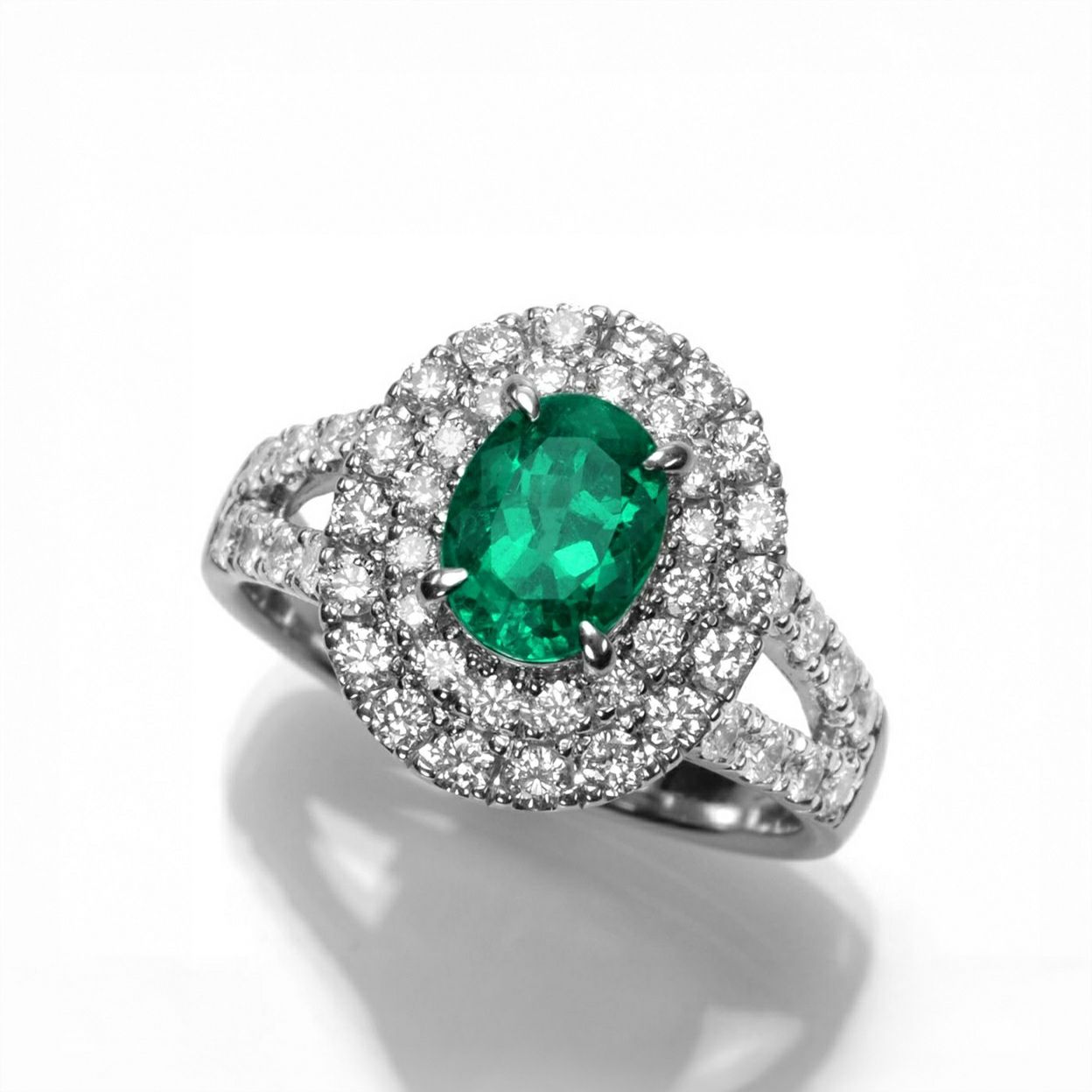 コロンビア産エメラルド1.159ctプラチナリングダイヤ0.86ct付(中央宝石研究所鑑別書付)