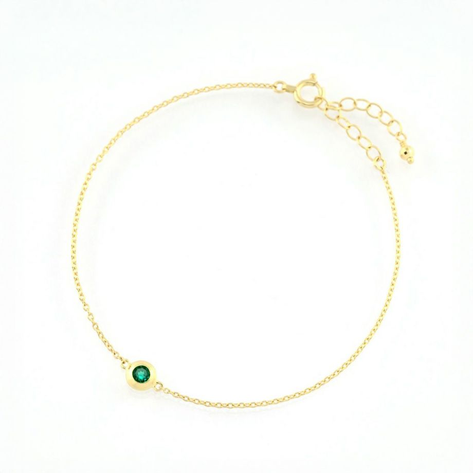 エメラルドK18ゴールドブレスレット -緑の女神-