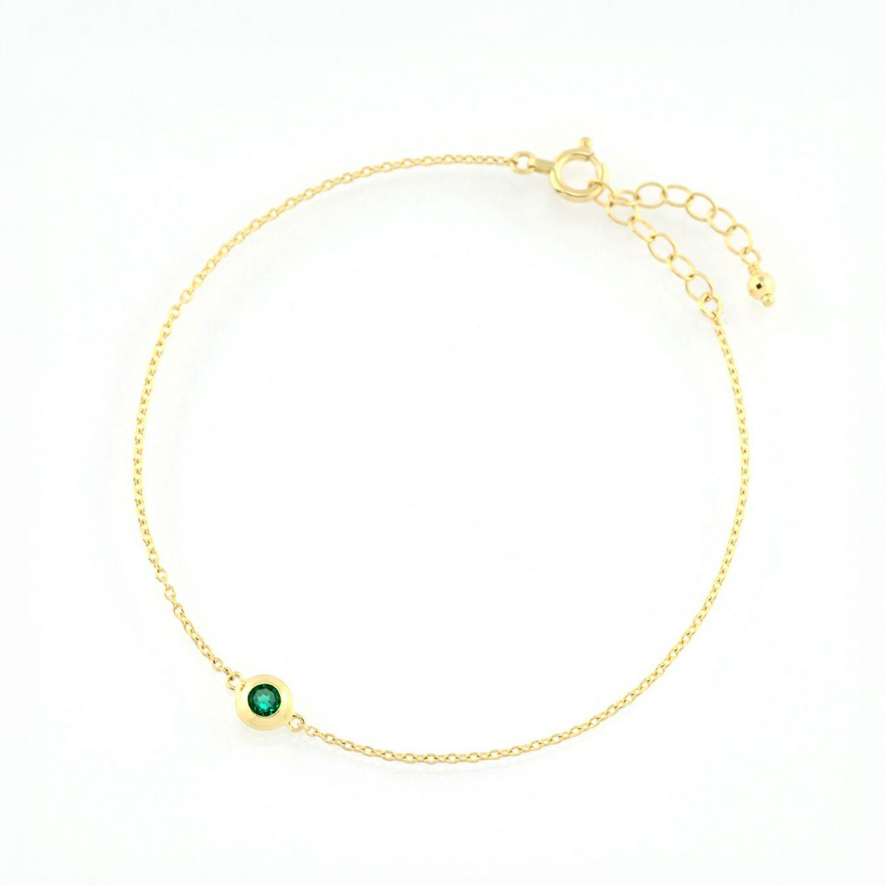 エメラルドK18ゴールドブレスレット -緑の女神-