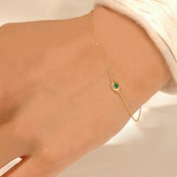 エメラルドK18ゴールドブレスレット -緑の女神-