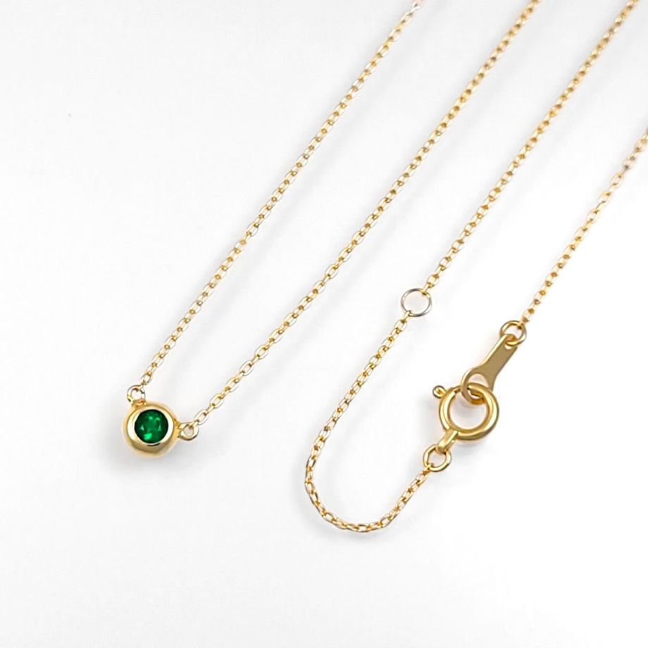 エメラルドK18ゴールドネックレス-緑の女神-