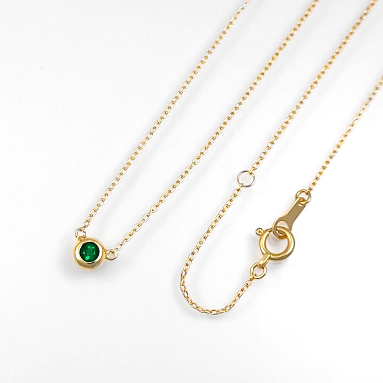 エメラルドK18ゴールドネックレス-緑の女神-