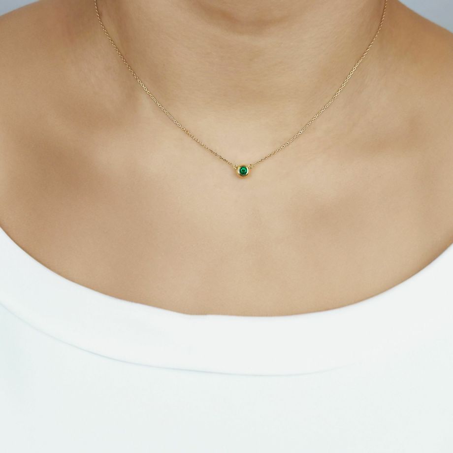 エメラルドK18ゴールドネックレス-緑の女神-