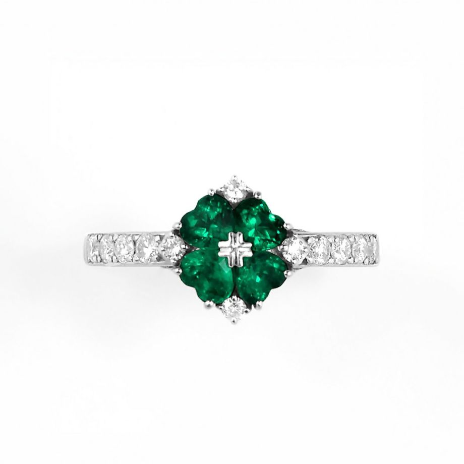 エメラルド0.40ctプラチナリングダイヤ0.07ct付&#12316;幸せの証&#12316;（中央宝石研究所宝石鑑別書付）