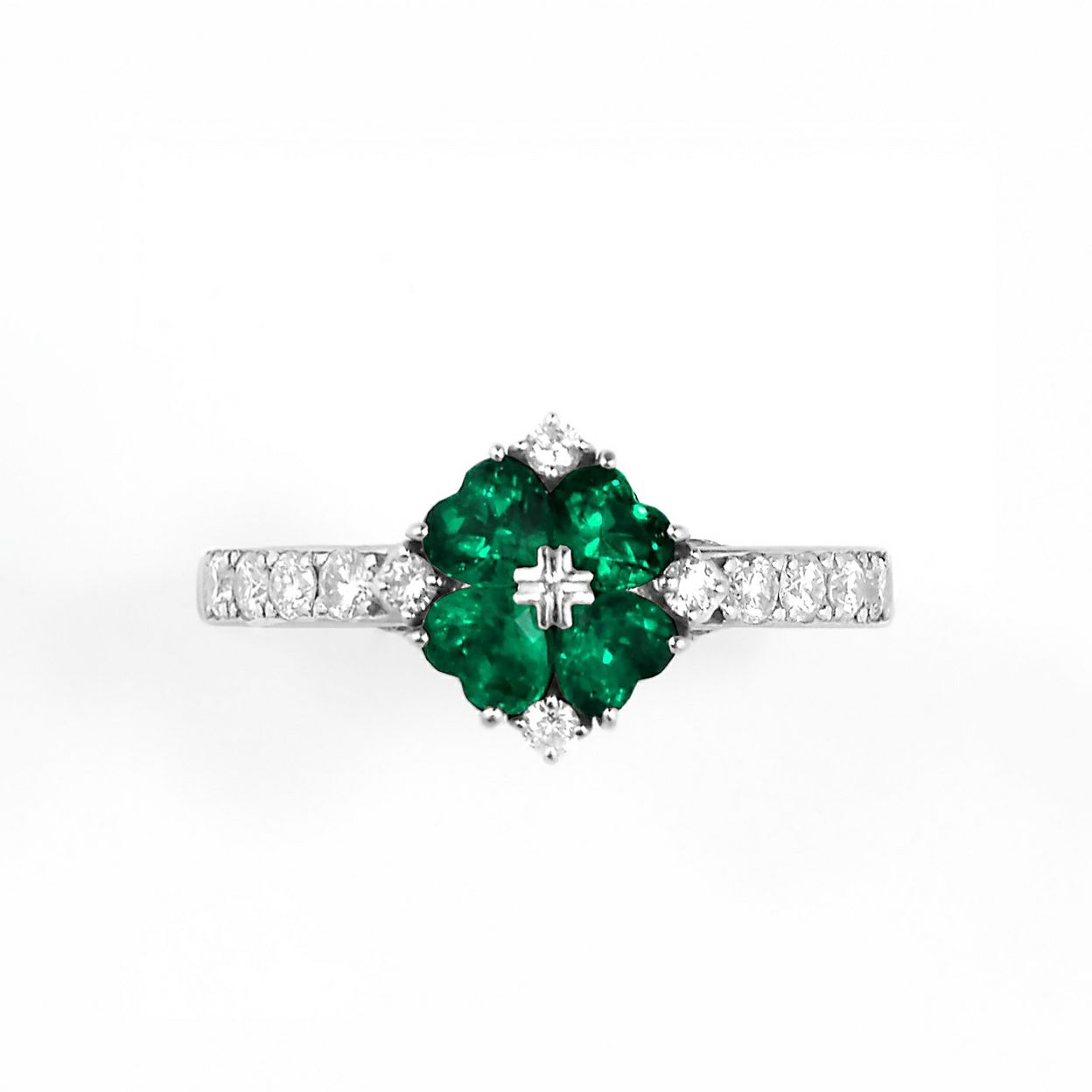 エメラルド0.40ctプラチナリングダイヤ0.07ct付&#12316;幸せの証&#12316;（中央宝石研究所宝石鑑別書付）