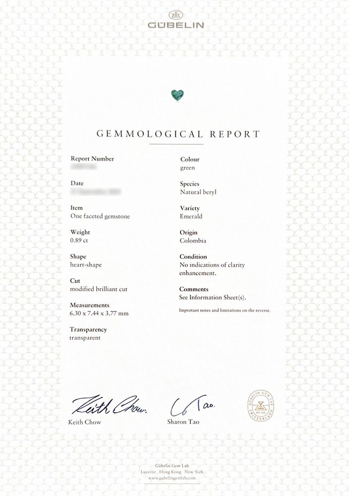 GUBELIN宝石鑑別書