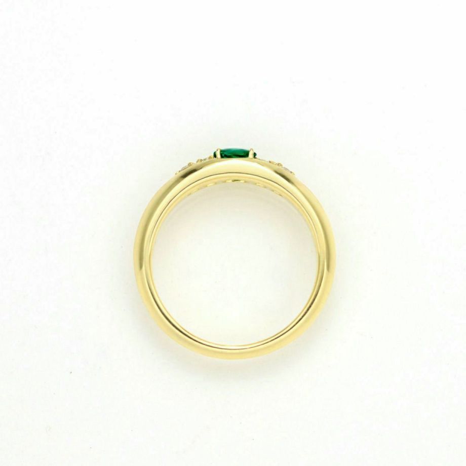 コロンビア産無処理エメラルド(ノンオイル)0.15ctK18ゴールドリングダイヤ0.04ct付(GRS宝石鑑別書付)