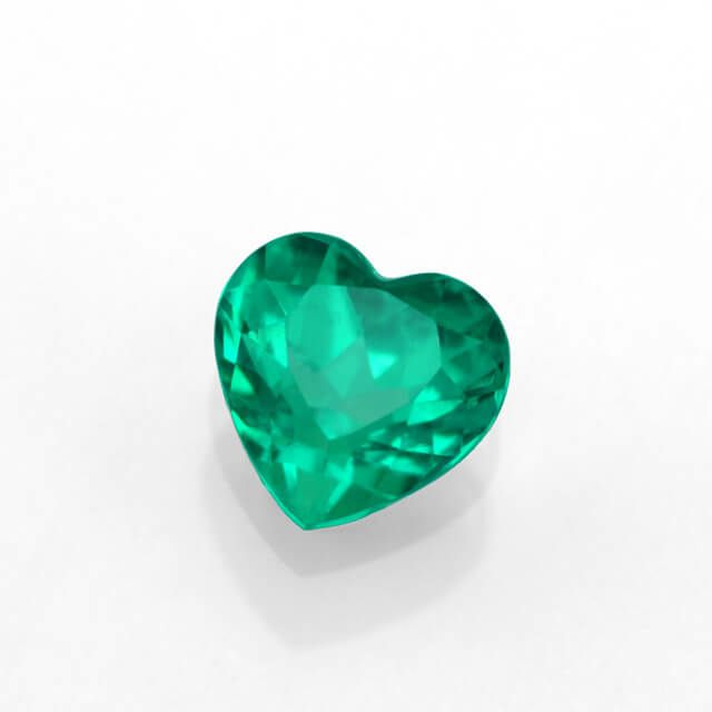 em2883 コロンビア産チボール鉱山ノンエンハンスメントエメラルド ハートカット0.569ct(中央宝石研究所宝石鑑別書付)