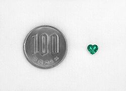 em2883 コロンビア産チボール鉱山ノンエンハンスメントエメラルド ハートカット0.569ct(中央宝石研究所宝石鑑別書付)