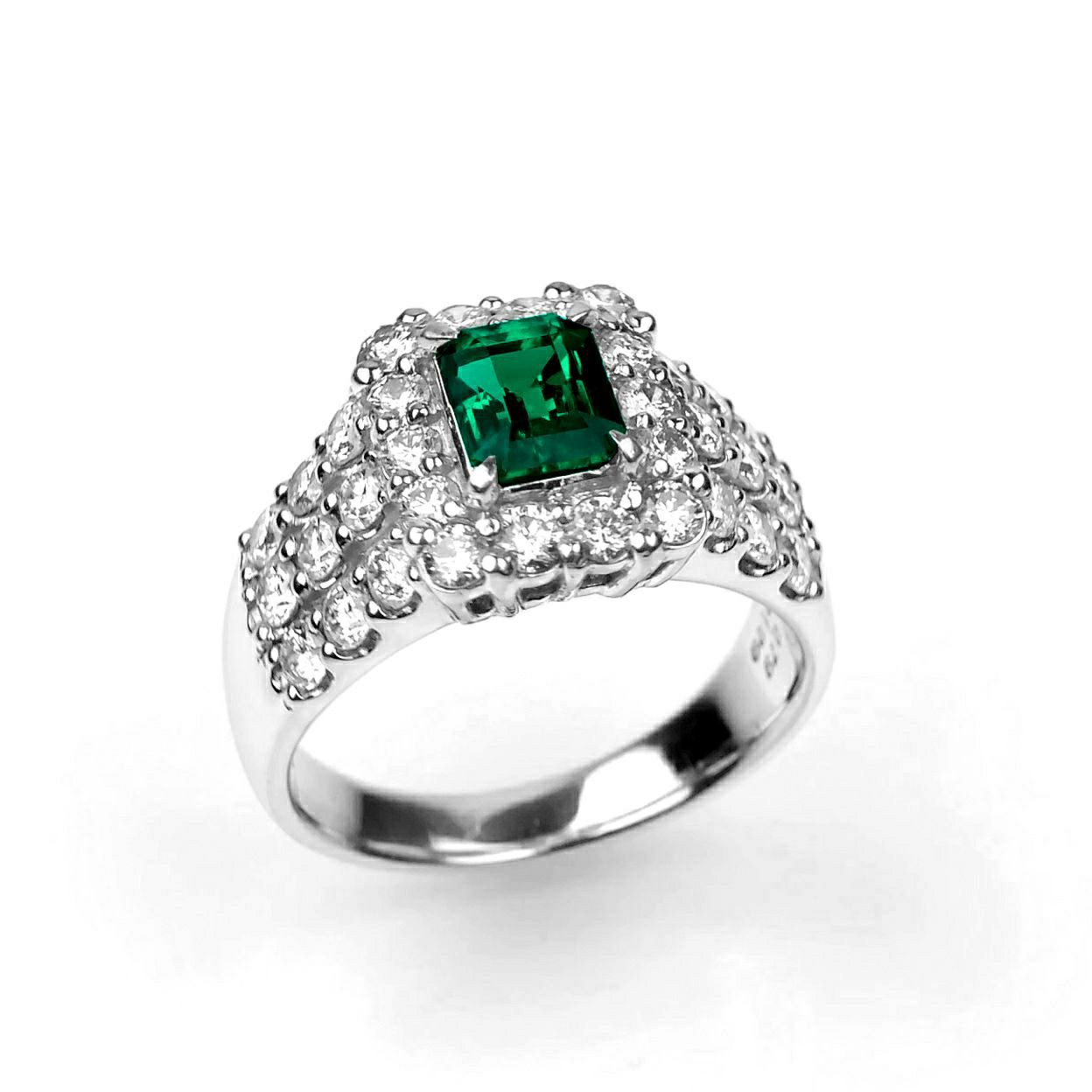 コロンビア産無処理エメラルド(ノンオイル)0.79ctプラチナリングダイヤ1.29ct付(GIA宝石鑑別書付)