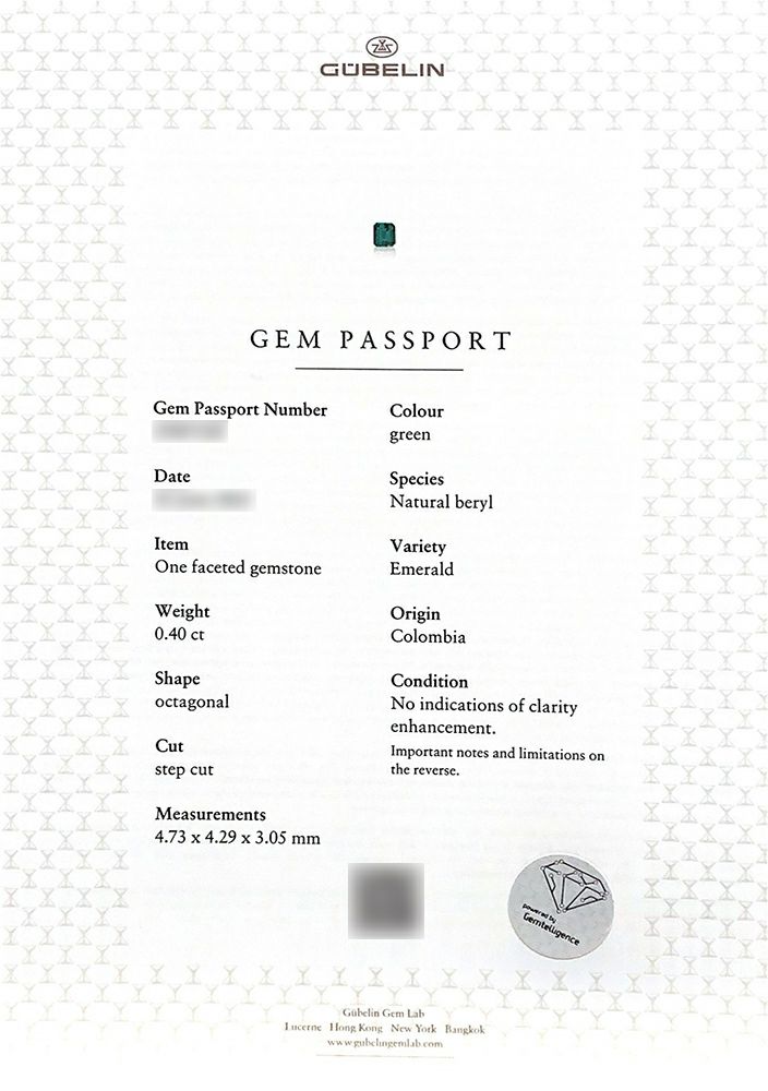 GUBELIN宝石鑑別書