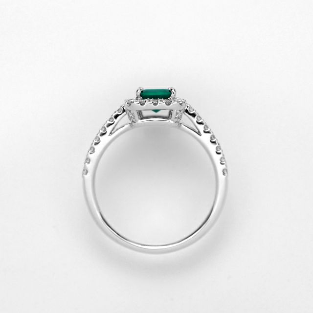 コロンビア産エメラルド0.54ctプラチナリングダイヤ0.34ct付(GIA宝石鑑別書付)【F1】