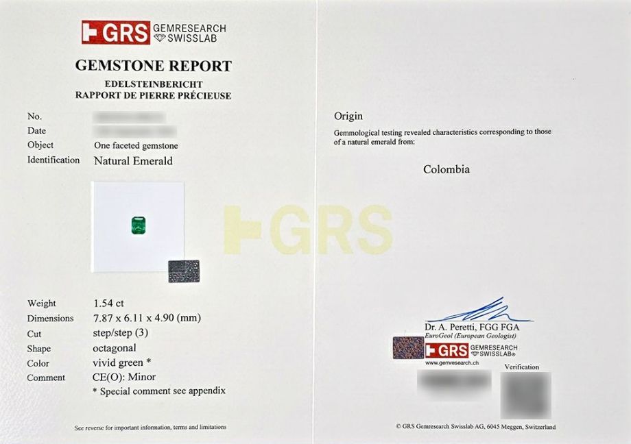GRS宝石鑑別書