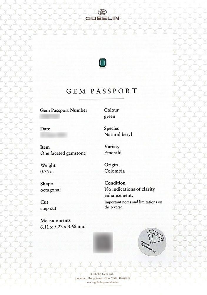 GUBELIN宝石鑑別書