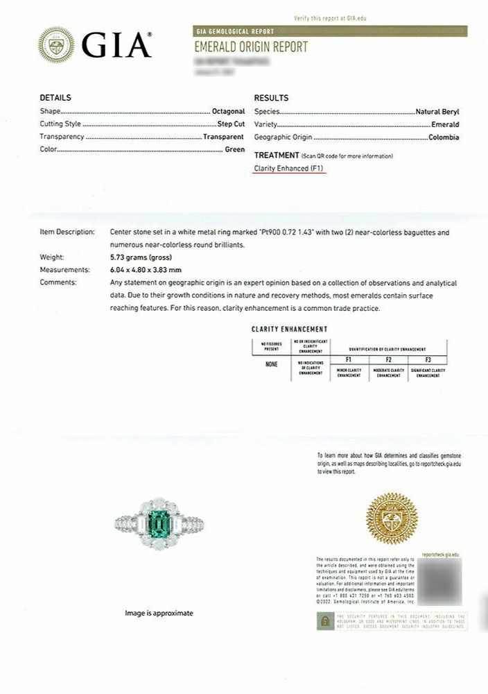 コロンビア産エメラルド0.72ctプラチナリングダイヤ1.43ct付(GIA宝石