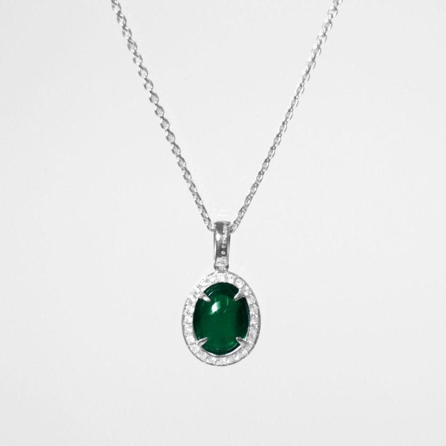 コロンビア産エメラルド3.44ctプラチナネックレスダイヤ0.44ct付(中央宝石研究所宝石鑑別書付)