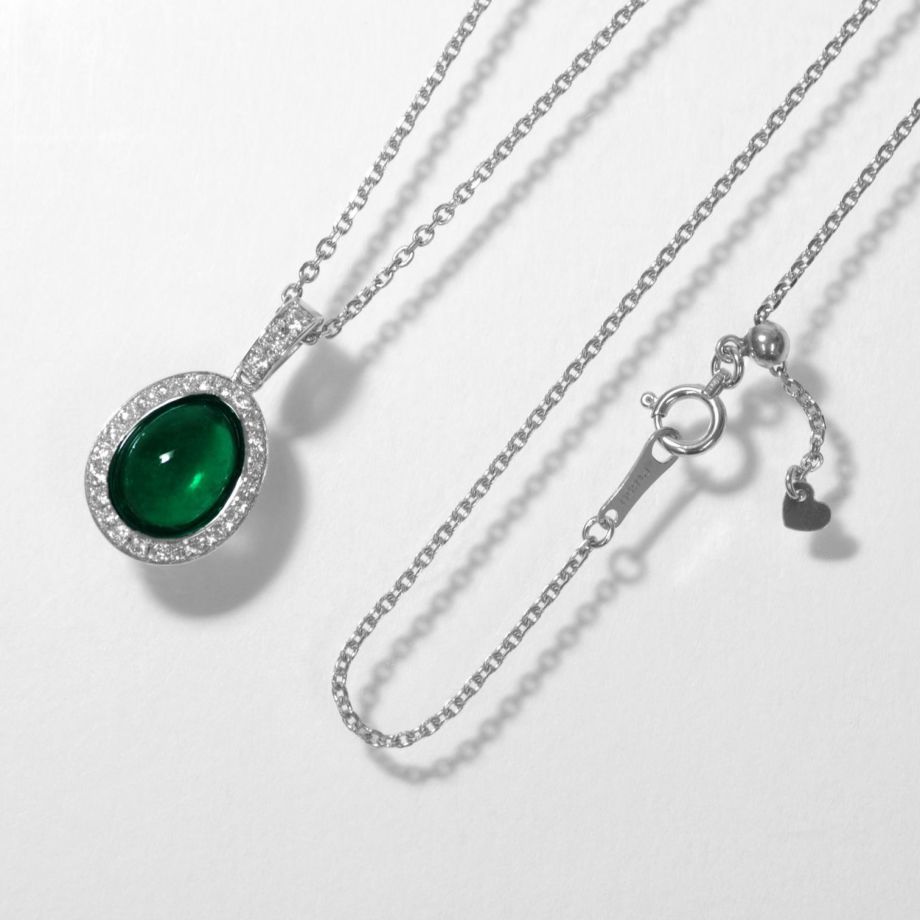 コロンビア産エメラルド3.44ctプラチナネックレスダイヤ0.44ct付(中央宝石研究所宝石鑑別書付)