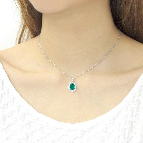 コロンビア産エメラルド3.44ctプラチナネックレスダイヤ0.44ct付(中央宝石研究所宝石鑑別書付)