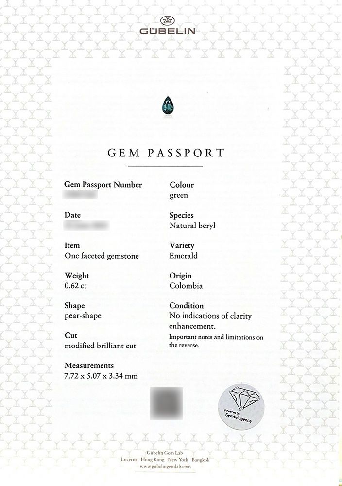 GUBELIN宝石鑑別書