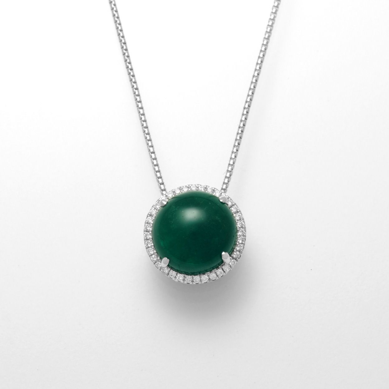 コロンビア産エメラルド4.20ctK18ホワイトゴールドネックレスダイヤ0.01ct付(中央宝石研究所宝石鑑別書付)