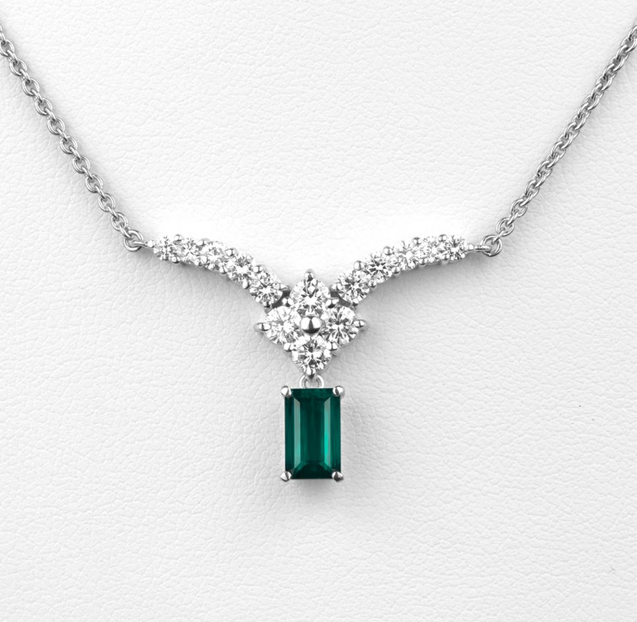  コロンビア産ムゾー鉱山無処理エメラルド(ノンオイル)0.74ctプラチナネックレスダイヤ1.00ct付 (GRS宝石鑑別書)【Muzo Green】【Old Mine】