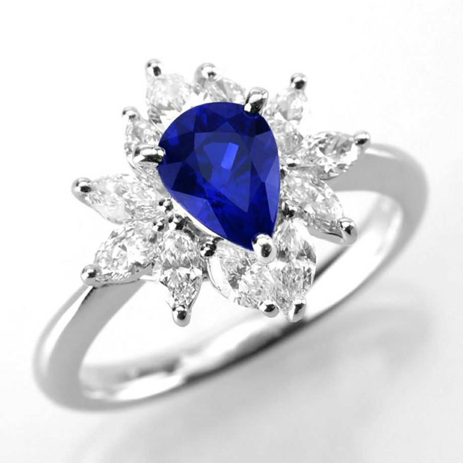 em6259 非加熱ロイヤルブルーサファイア1.32ctプラチナリングダイア0.80ct付 (GEM RESEARCH SWISSLAB宝石鑑別書付)