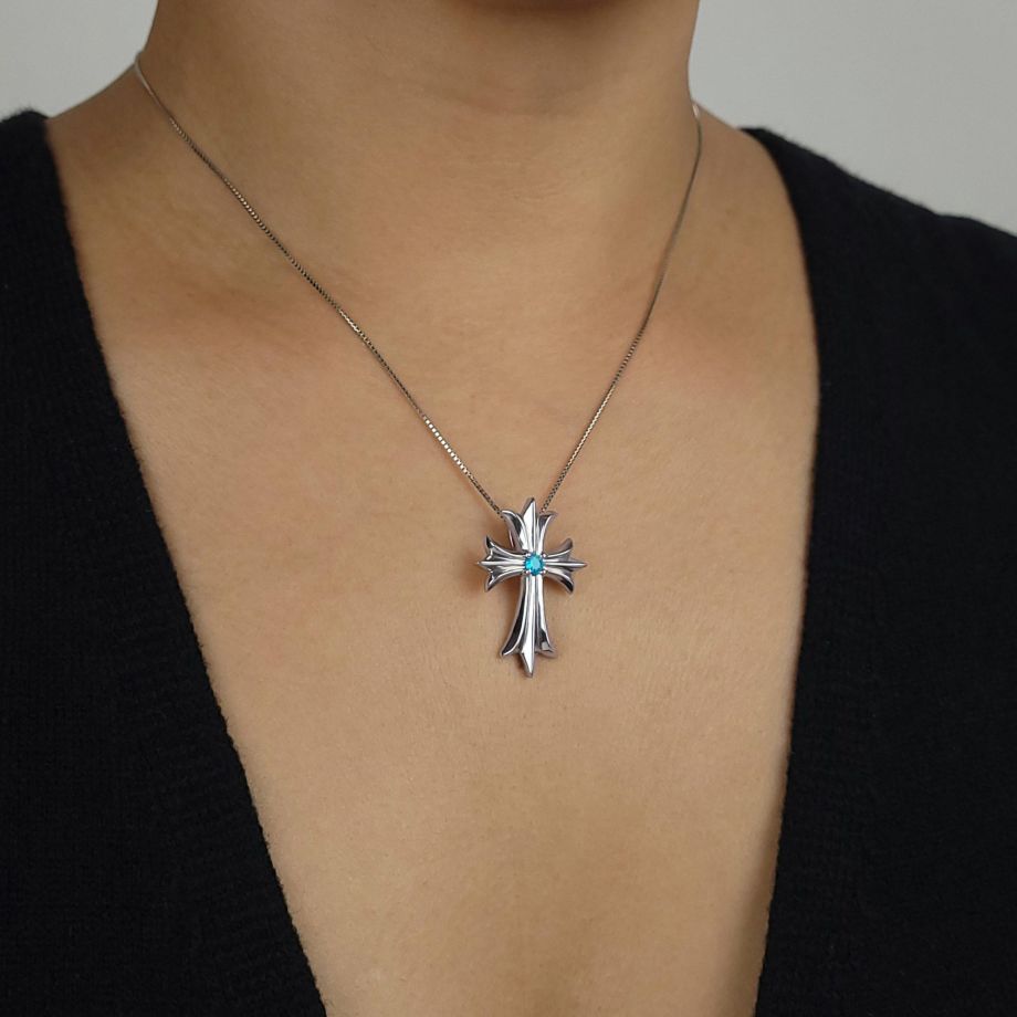 ブラジル産バターリャ鉱山パライバトルマリン0.122ct プラチナネックレストップ (中央宝石研究所パライバ分析レポート付宝石鑑別書付)
