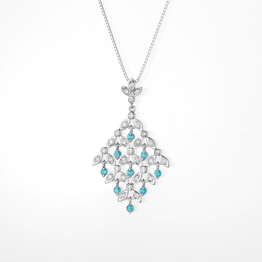 ブラジル産パライバトルマリン0.27ctK18ホワイトゴールドネックレスダイヤ0.22ct付(中央宝石研究所宝石鑑別書付)