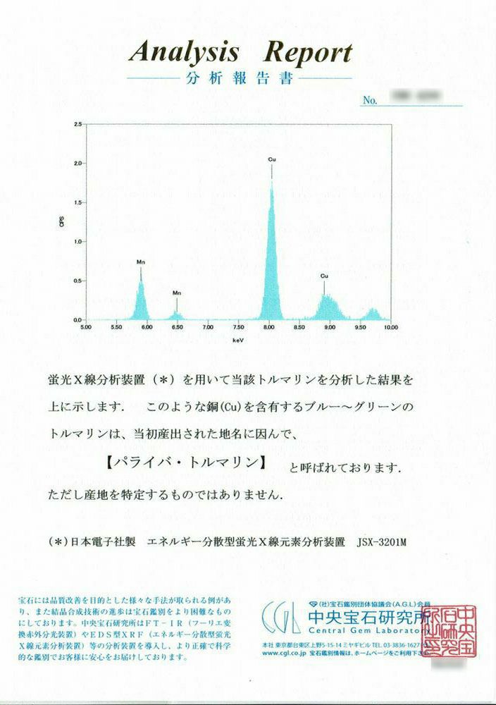 ブラジル産パライバトルマリン0.27ct WGK18ネックレスダイア0.22ct付(中央宝石研究所パライバトルマリン分析レポート付宝石鑑別書付)