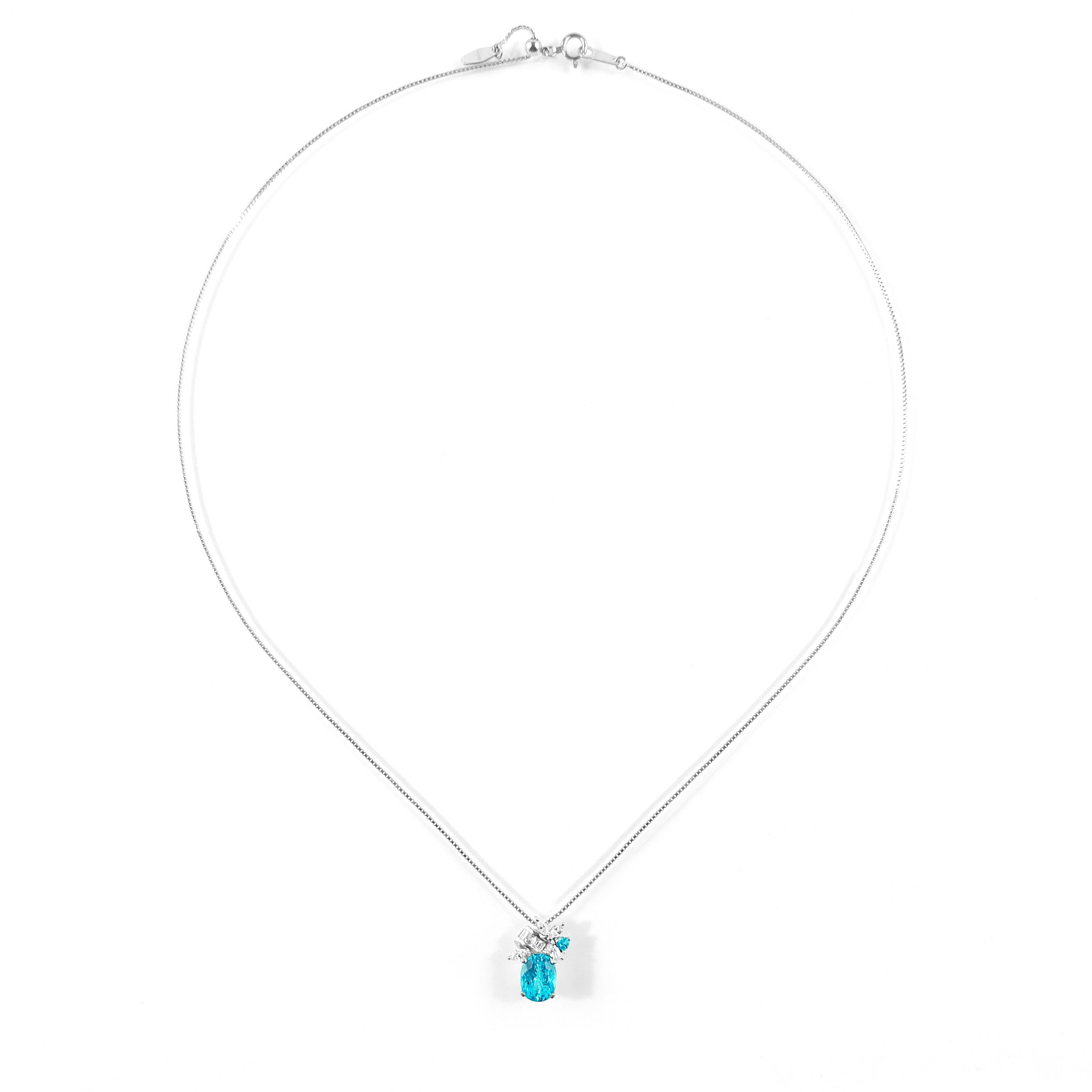 ブラジル産パライバトルマリン1.433ctプラチナネックレスダイヤ0.23ct(GIA宝石鑑別書付)