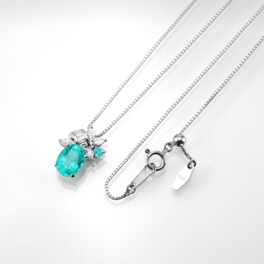 ブラジル産パライバトルマリン1.433ctプラチナネックレスダイヤ0.23ct(GIA宝石鑑別書付)