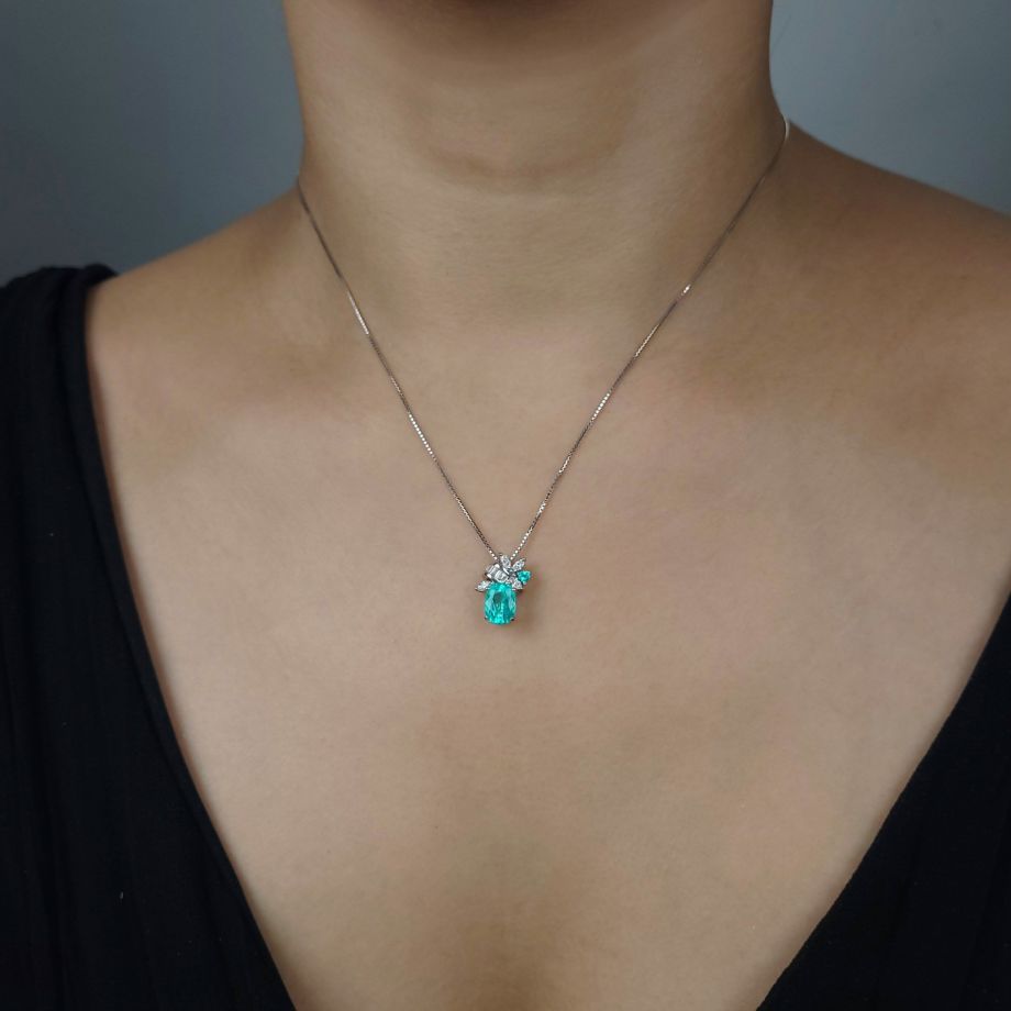 ブラジル産パライバトルマリン1.433ctプラチナネックレスダイヤ0.23ct(GIA宝石鑑別書付)