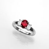 ミャンマー産非加熱ルビー1.033ctプラチナリングダイヤ0.44ct付(GIA