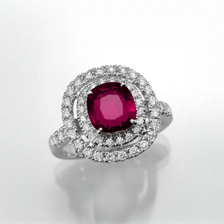 非加熱ピジョンブラッドルビー1.516ctプラチナリングダイヤ0.60ct付(GIA宝石鑑別書付)