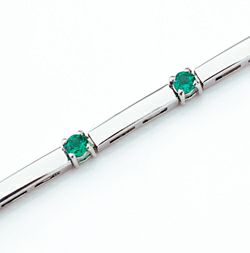 エメラルド0.539ctK18ホワイトゴールドブレスレット(中央宝石研究所宝石鑑別書付)