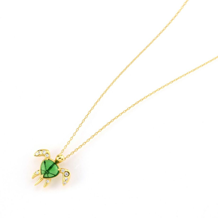 エメラルドトラピッチェゴールドカメネックレス0.86ct(中央宝石研究所宝石鑑別書付)