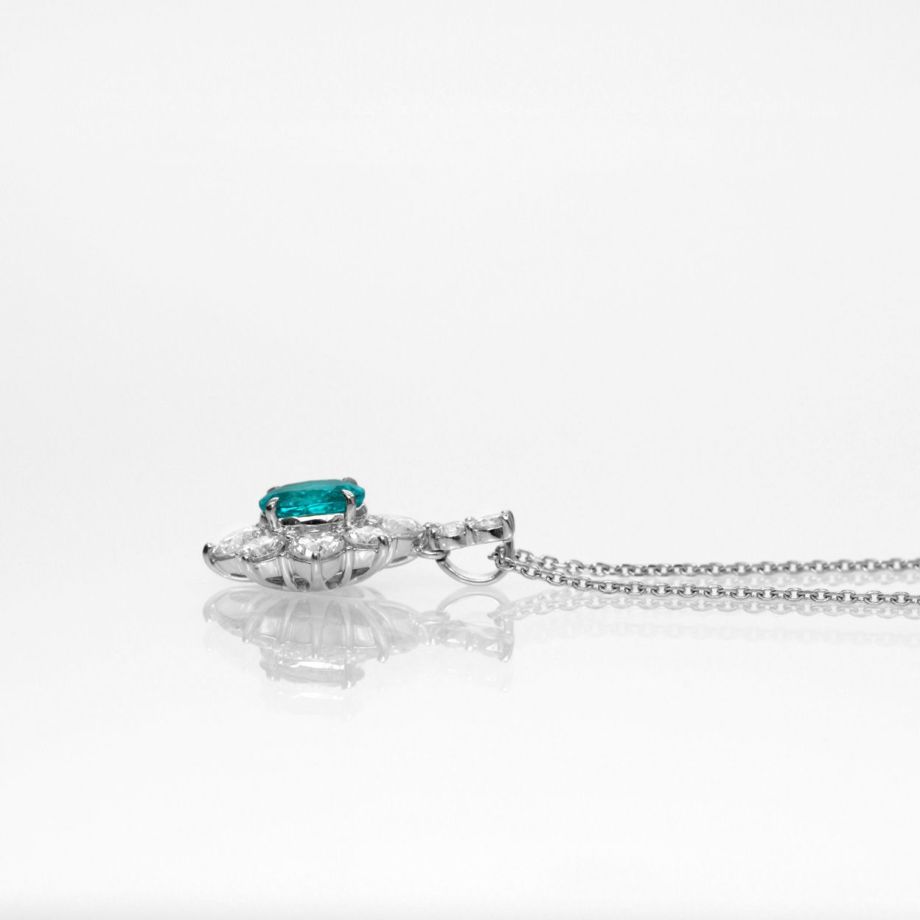 ブラジル産バターリャ鉱山パライバトルマリン1.27ct プラチナネックレスダイヤ1.84ct付(GIA宝石鑑別書付)