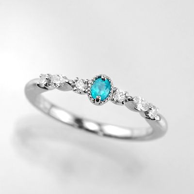 ブラジル産バターリャ鉱山パライバトルマリン0.06ctプラチナリングダイヤ0.165ct付 (中央宝石研究所宝石鑑別書付)
