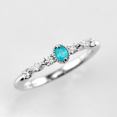 ブラジル産バターリャ鉱山パライバトルマリン0.06ct プラチナリングダイヤ0.165ct付 (中央宝石研究所宝石鑑別書付)