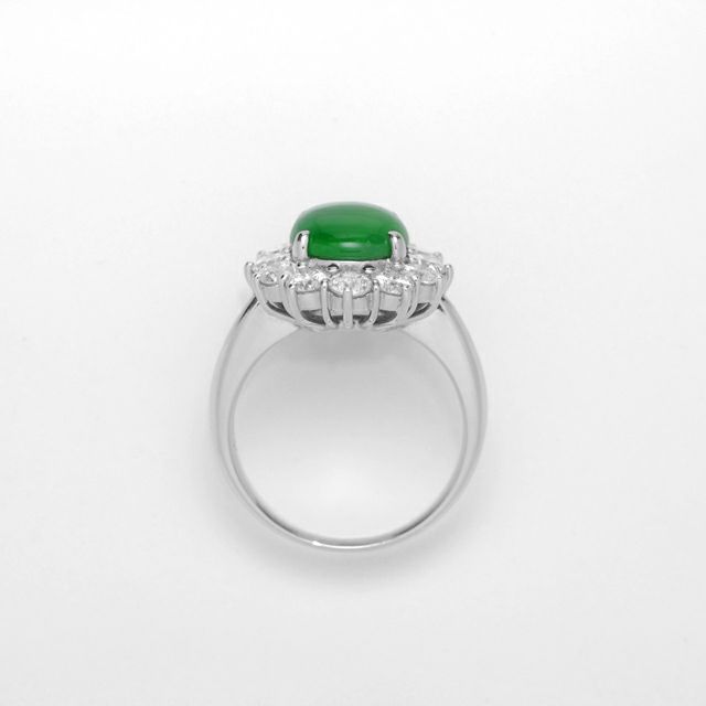 ひすい2.746ctプラチナリングダイヤ1.37ct付(東京宝石科学アカデミー宝石鑑別書付)