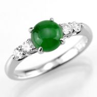 プラチナリング　宝石のツルカメ購入 ひすい1.10ctプラチナリングダイヤ0.25ct付(中央宝石研究所宝石