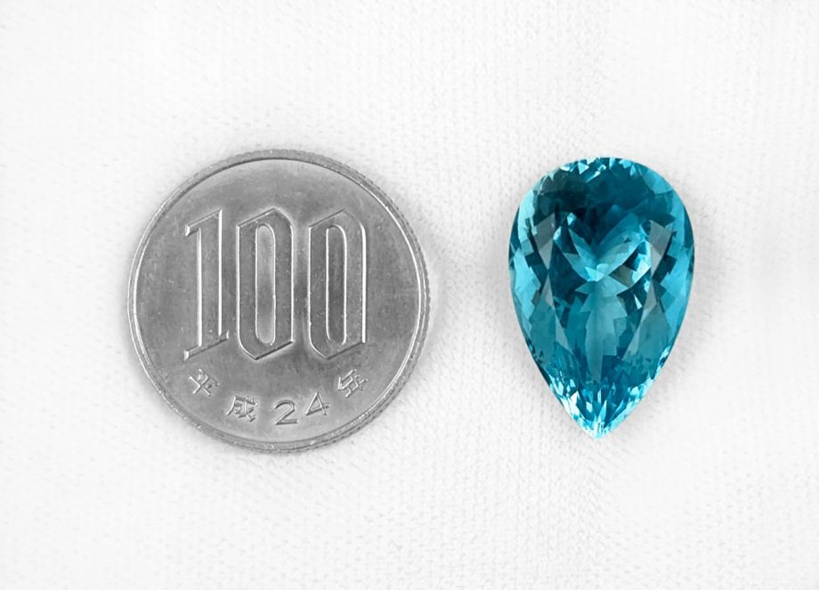 em2973 サンタマリアアフリカーナアクアマリンペアシェイプカット15.52ct(GIA USA 宝石鑑別書付)