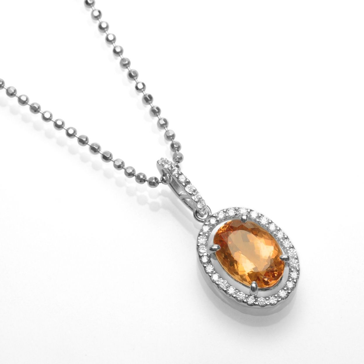 em6179 インペリアルトパーズ3.39ct K18WGネックレスダイヤ0.20ct付(中央宝石研究所宝石鑑別書付)