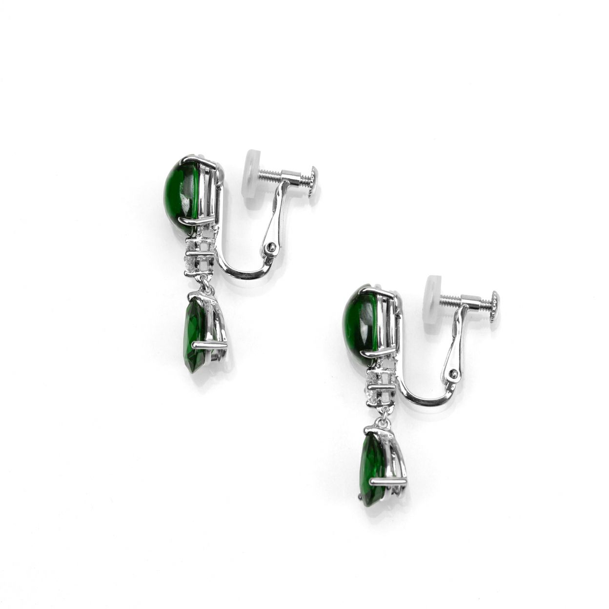 グリーンガーネット2.29ct2.26ct1.26ct1.20ctホワイトゴールドイヤリング1.15ct1.15ctダイヤ付(中央宝石研究所宝石鑑別書付)