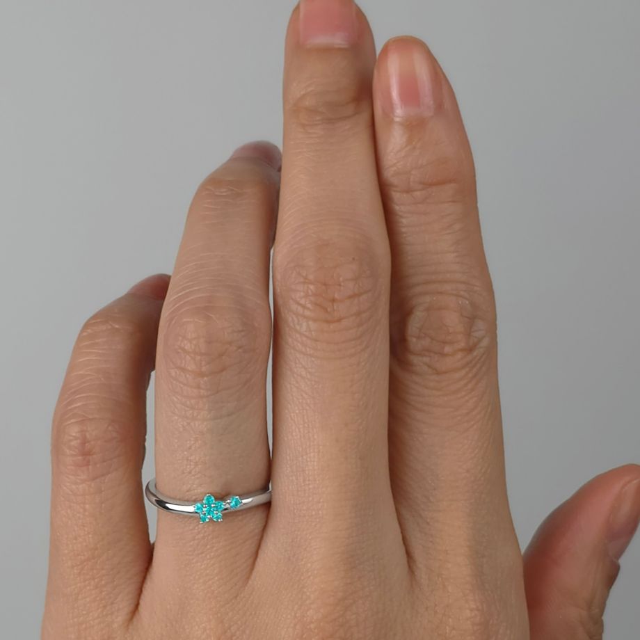 ブラジル産パライバトルマリンスタープラチナリング【Blue STAR】