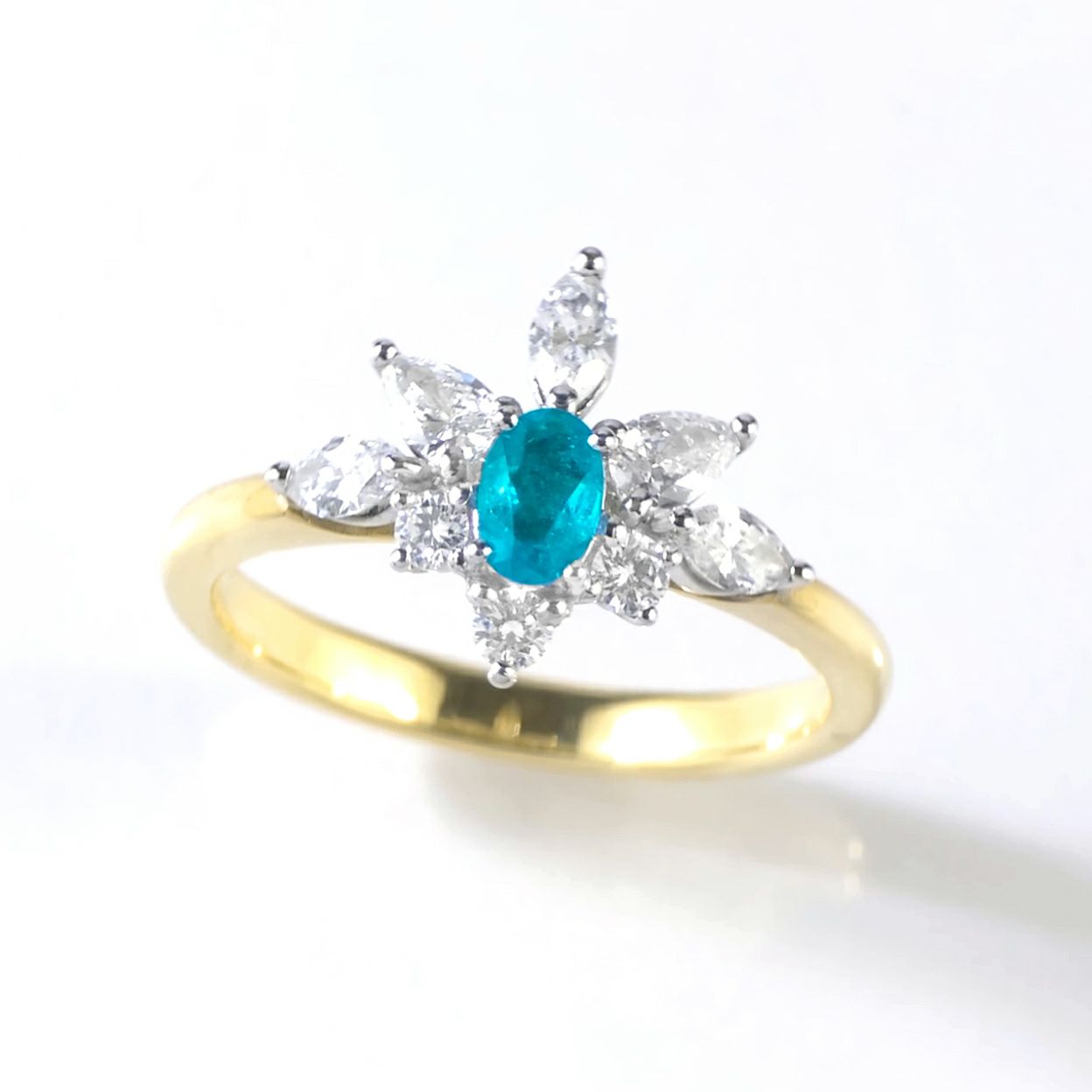 ブラジル産バターリャ鉱山パライバトルマリン0.16ctプラチナK18ゴールドリングダイヤ0.55ct付(中央宝石研究所宝石鑑別書 GIA宝石鑑別書付)