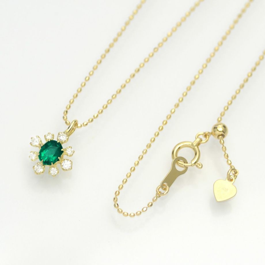 コロンビア産エメラルド0.24ctK18ゴールドネックレスダイヤ0.097ct付(中央宝石研究所宝石鑑別書付)