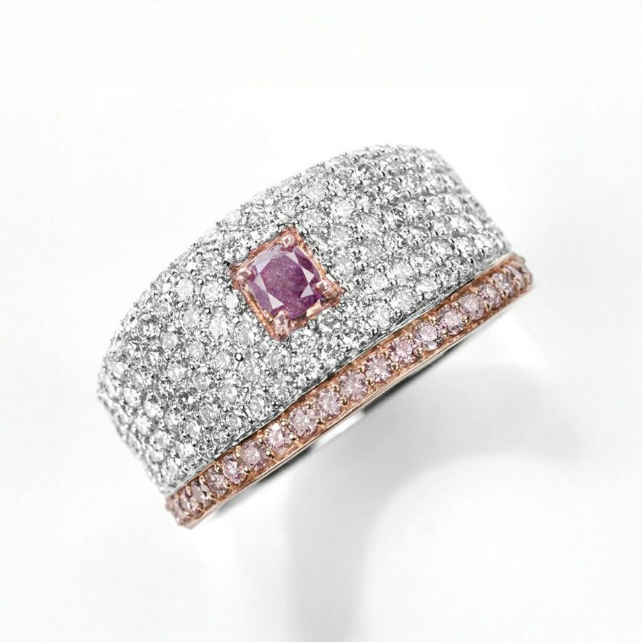 ピンクダイヤモンド0.22ct0.24ctK18WGK18PGリング1.22ctダイヤ付(GIAダイヤモンド鑑定書付)